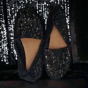 🔥4/$25 Black & Gold Metallic Sparkle Loafers Women’s 5.5-6